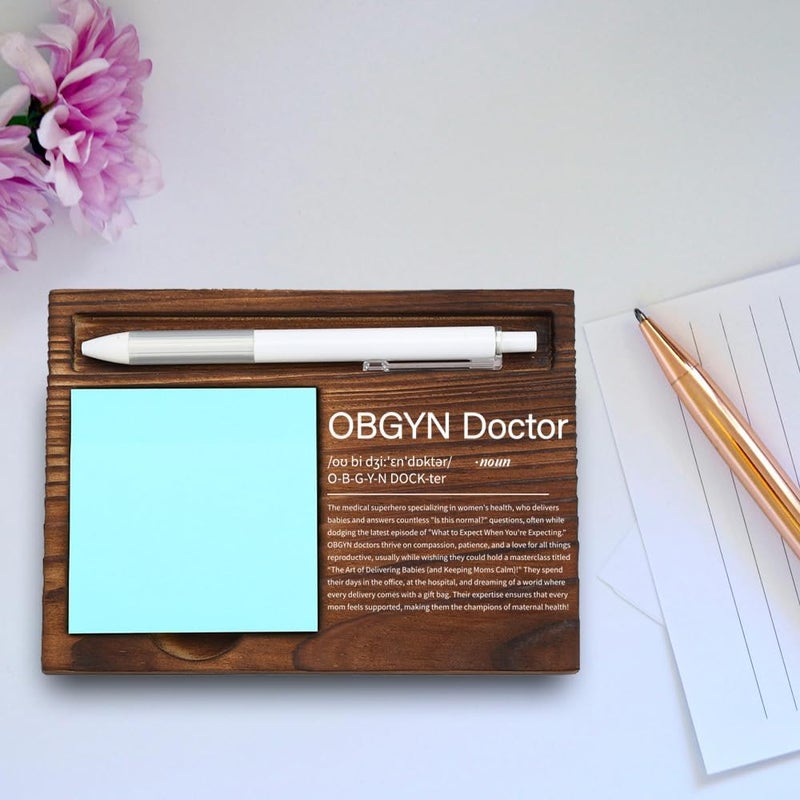 VYNWPDFLI OBGYN Doctor Gift – Women’s Health Specialist Desk Decor, Thoughtful Medical Office Organizer, Engraved Doctor Appreciation Gift, Wooden Sticky Note Holder,LQQ105 - Image 4